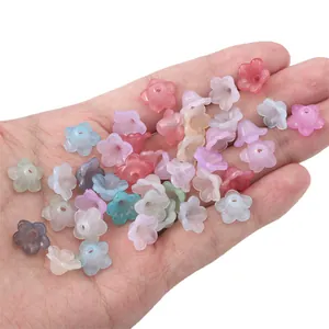 Perle in acrilico satinato a forma di fiore per gioielli fai da te in colori Morandi
