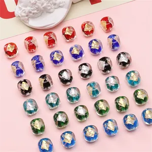 Vintage Lampwork Glass Cube Loose Beads Internal Gold Foil Square Candy Beads For DIY Bracelet Necklace Jewelry Making