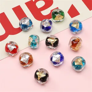 Handmade glass cube beads with gold foil inlay for DIY jewelry bracelet and necklace