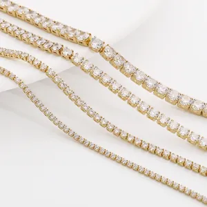 14K Gold Plated Copper Cubic Zirconia Tennis Chain For DIY Jewelry Making Bracelet Necklace Findings Components Luxurious Handmade Accessories