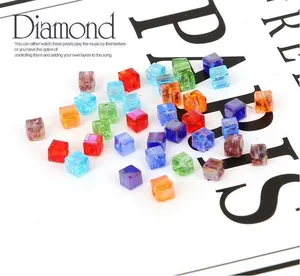 Macro shot of 2-8mm colorful square glass crystal loose beads for DIY jewelry making