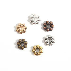 Plated alloy plum flower spacer beads in six metallic colors for DIY jewelry making