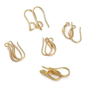 Cinco estilos de ganchos para pendientes en U de oro de 14K y suministros para joyas