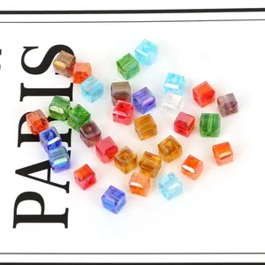 Multi-colored 2-8mm square faceted crystal glass beads for DIY jewelry making
