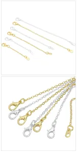 Detail of 14K gold and silver plated lobster clasp extension chains for DIY jewelry