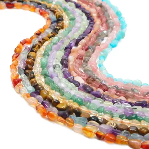 Polished natural stones s-shaped layout for DIY jewelry making with quartz and agate