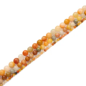 Natural gold silk jade beads in orange and honey tones for DIY necklace and bracelet making