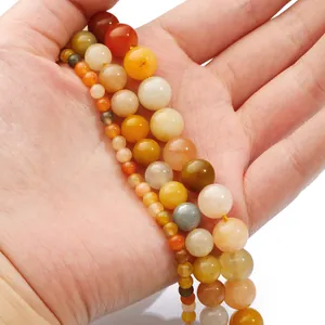 Natural red gold jade round beads in various sizes for DIY jewelry making and necklaces