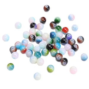 Assorted 8-10mm colorful glass flower beads with crackle effect for DIY jewelry making