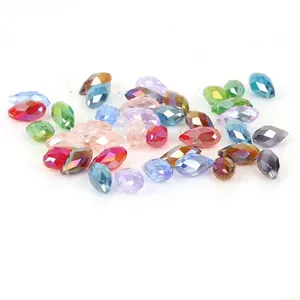 Mix of colorful faceted teardrop glass crystal beads for DIY jewelry making and crafts