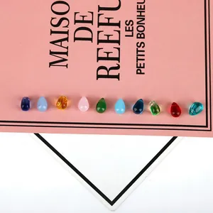 Diez colores de cuentas de vidrio gota de agua para accesorios de pelo y joyería DIY
