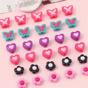 Acrylic Mixed Color Floral Butterfly Heart Loose Beads DIY Jewelry Making Accessories Handmade Craft Beads For Bracelet Necklace Hair Accessories