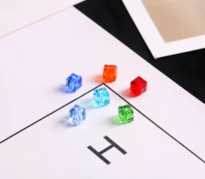 Macro shot of colorful 6mm glass crystal cube beads for DIY jewelry making