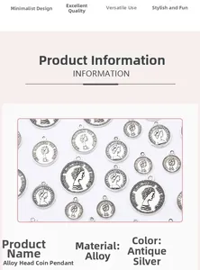 Détail macro de breloques en alliage de pièces de monnaie anciennes pour bijoux faits main