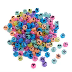 Colorful 10x6mm flat round acrylic alphabet beads in candy colors for DIY jewelry making