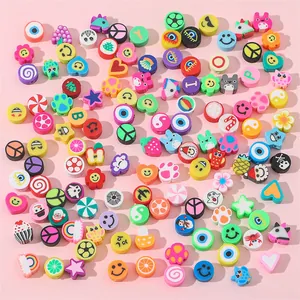 Handmade Polymer Clay Beads Colorful Cartoon Animal Fruit Heart Star Smiley Loose Beads DIY Jewelry Making Accessories