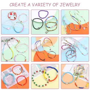 Set fai da te 28 griglie per bracciali e collane con perline da 3mm e charms colorati