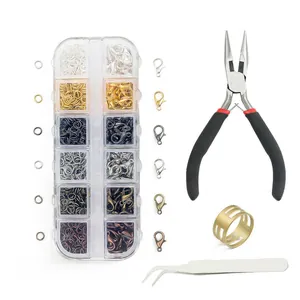 Kit Fournitures Fabrication Bijoux DIY Fermoirs Mousqueton Alliage Anneaux Fer Pinces Pincettes Pour Colliers Bracelets Loisirs Créatifs
