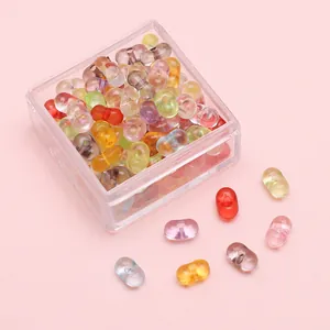 Perline a forma di arachide colorate in acrilico 4x6mm con scatola per gioielli fai da te