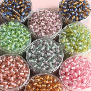 Resin Glitter Striped Round Loose Beads For DIY Jewelry Making Two Tone Gradient Beads Bracelet Necklace Material Accessories