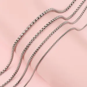 Various sizes of polished stainless steel box chains for DIY jewelry making
