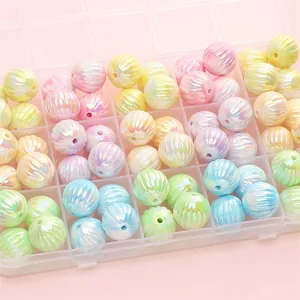 Macaron acrylic pumpkin beads with iridescent finish for handmade jewelry DIY necklaces