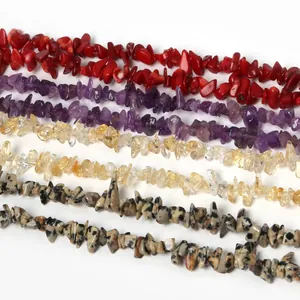 Natural raw gemstone chips including amethyst and quartz for DIY jewelry making