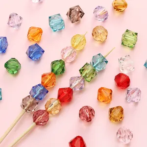 10mm Faceted Acrylic Crystal Beads Round Diamond Square Cube Loose Beads For DIY Jewelry Making Bracelet Necklace Craft Findings