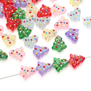 Colorful Christmas tree glass beads for DIY jewelry making and festive holiday crafts