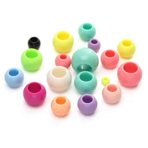 Colorful 6-20mm acrylic ice cream color large hole round beads for DIY handmade jewelry