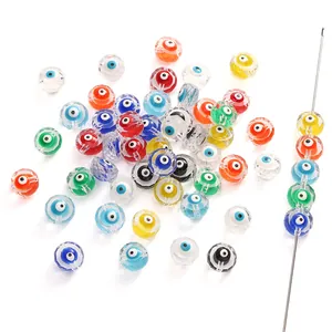 10mm colorful faceted glass evil eye beads for handmade jewelry making and DIY crafts