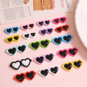 Colorful acrylic heart-shaped eyewear charms for DIY jewelry making and handmade accessories