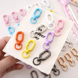 Colorful alloy spring lobster clasps in macaron colors for DIY keychain making