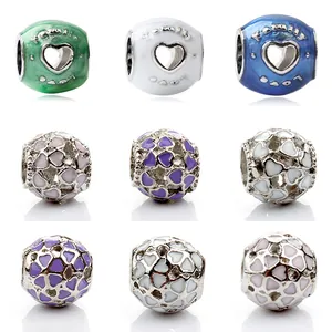 Perline in Lega di Smalto Cuore Fiore per Creazione Gioielli Fai Da Te Lettere Famiglia Amore Ciondoli per Bracciali Donna