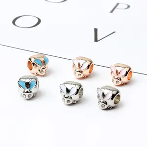 Lot de breloques lapin en émail avec strass en finitions dorée et argentée pour DIY