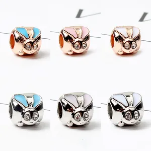 Breloques Lapin Mignon en Alliage Avec Oreilles en Émail et Yeux en Strass pour DIY Bracelet Collier Création de Bijoux Perles en Vrac Animal