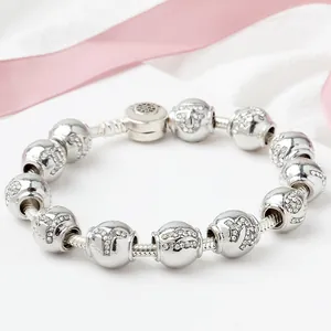DIY Zodiac Constellation Charms Alloy Silver Plated Clear Rhinestone Loose Beads For Bracelet Jewelry Making Gift