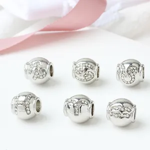 Set of 6 silver alloy zodiac charms with white rhinestones for DIY charm bracelets