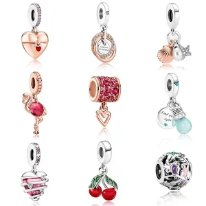 Legierung Zirkonia Emaille Herz Flamingo Muschel Charms Anhänger Für DIY Armband Schmuckherstellung Always Together Gravur Damen Schmuck