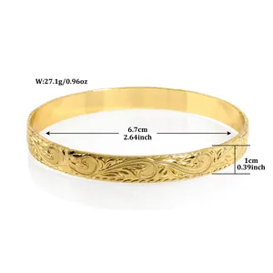 Hawaiianisches Armband mit Rankenmuster in 14k Vergoldung und 6,7 cm Durchmesser