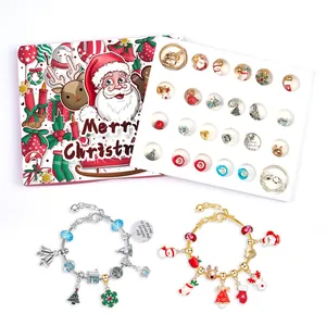 Calendario de Adviento de Joyería DIY con 24 Dijes y Dos Cadenas de Serpiente