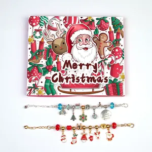Calendario de Adviento navideño con set de pulseras DIY, abalorios y caja de regalo