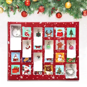 24-day Christmas advent calendar with DIY snowman charm bracelets and jewelry gift set