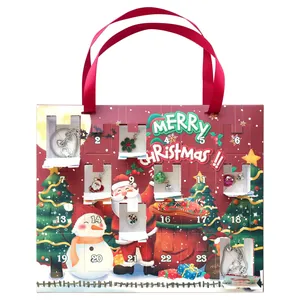Christmas Advent Calendar Box with 24 numbered doors featuring holiday snowman and Santa