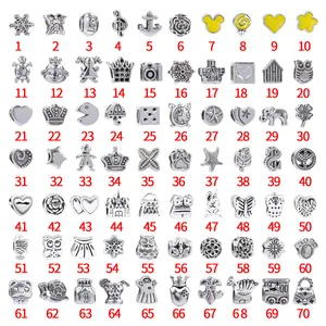 Abalorios de Aleación para Creación de Joyas DIY Cuentas de Esmalte Dibujos Animados Animal Corazón Estrella Agujero Grande para Pulsera Collar