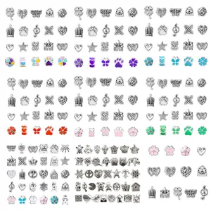 Abalorios de aleación esmaltada con animales y corazones para pulseras de DIY