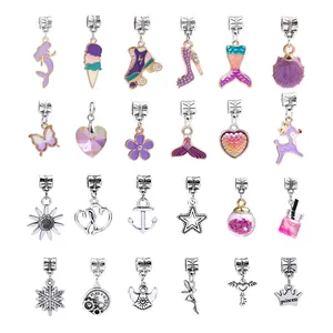 Detailed assortment of 24 colorful alloy enamel charms for DIY bracelet jewelry making