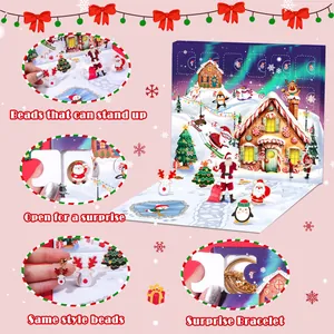 Calendario de Adviento de Navidad para niños con pulsera DIY y cuentas festivas