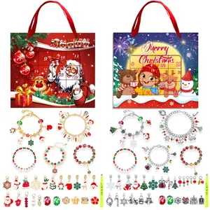 Calendrier de l'Avent Bracelet de Noël avec 24 boîtes cadeaux et breloques DIY créatives