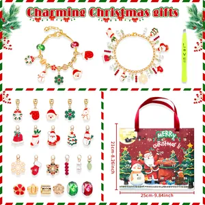 Calendrier de l'Avent de Noël avec 24 bijoux et pendentifs pour bracelets DIY